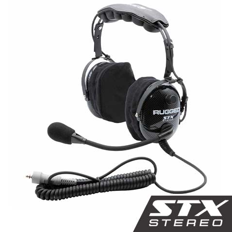 Rugged Radios H22 STX STEREO Over The Head (OTH) Headset for Stereo Intercoms - Carbon Fiber