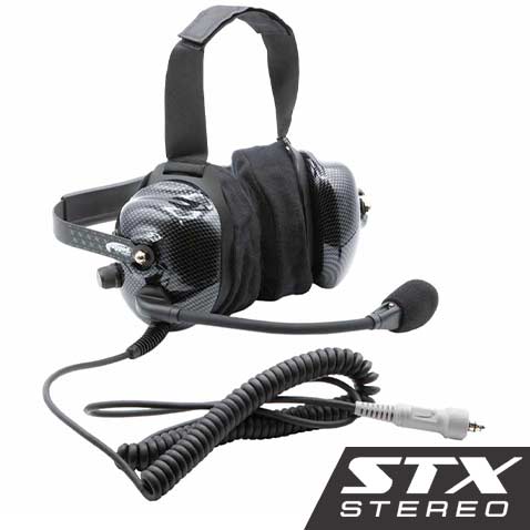 Rugged Radios H42 STX STEREO Behind The Head (BTH) Headset for Stereo Intercoms - Carbon Fiber