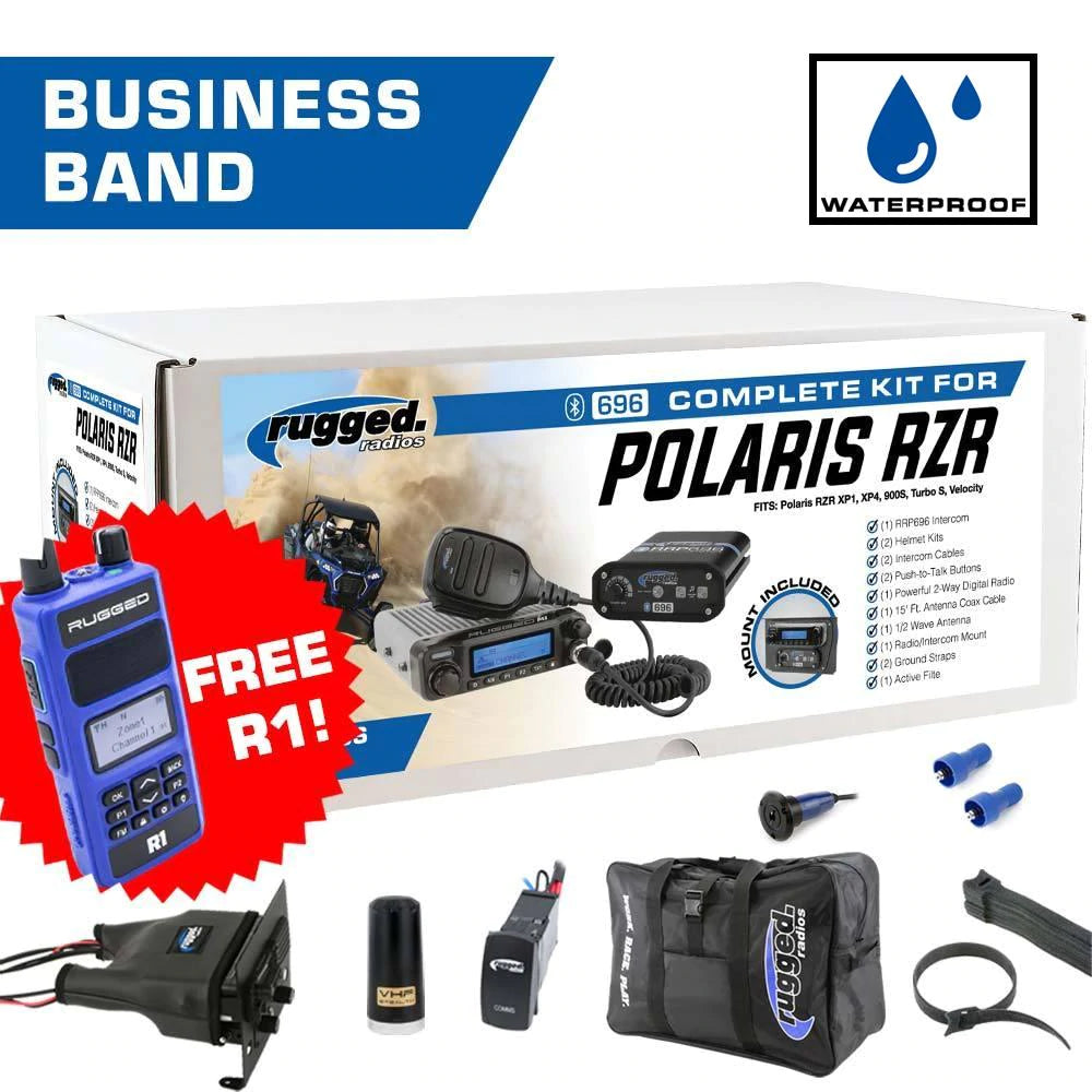 Rugged Radios ALPHA BUNDLE - Polaris RZR Complete UTV Communication Intercom Kit Plus Accessory Pack